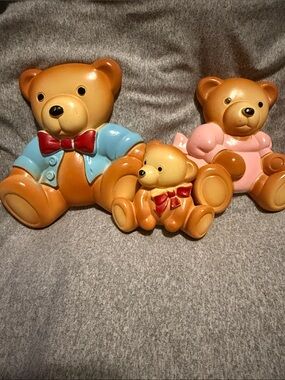 Vintage 1984 Ceramic Teddy Bear Figurines set of 3